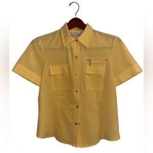 KATHY CHE STRETCH YELLOW CASUAL BUTTON DOWN  SHIRT SIZE 8